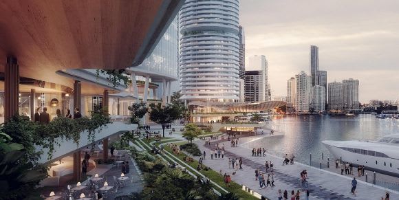 A Dexus provided artist’s impression of the Waterfront Precinct proposal Dexus bids to deliver Brisbane a new Waterfront Precinct