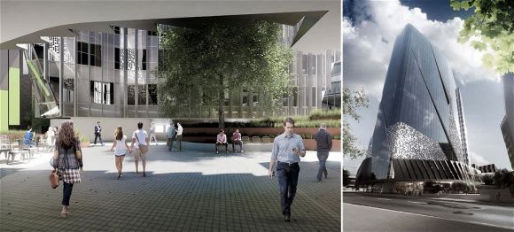 1000 La Trobe Street's angular expression. Image: Woods Bagot A double design delight for Docklands