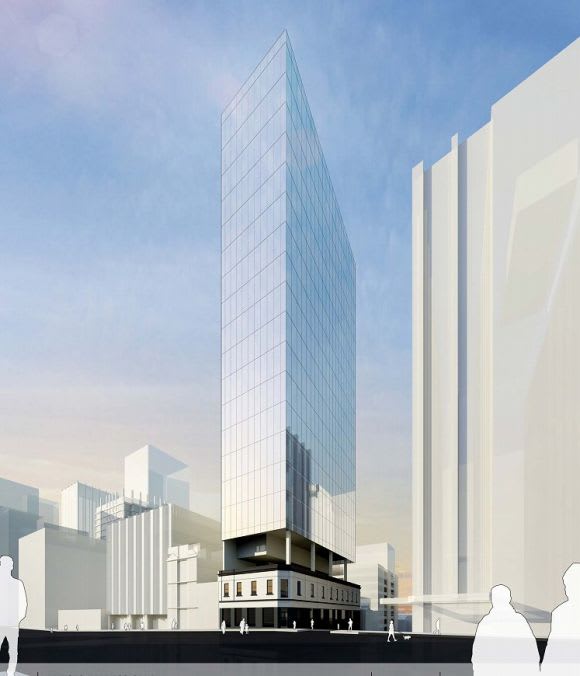 Peddle Thorp's take on a reworked Metropolitan Hotel Council moves to contour a tower bid atop the Metropolitan Hotel