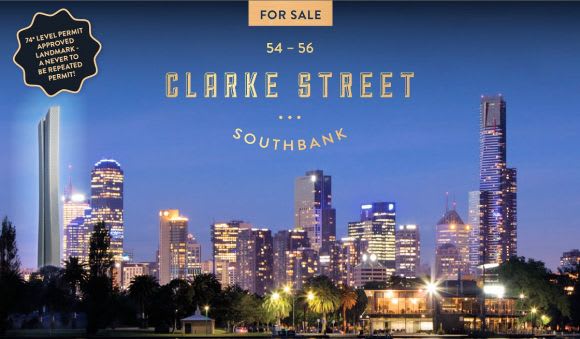 54-56 Clarke Street markeying material. Image: CBRE City Sales 51-65 Clarke Street shapes as a Southbank tower with a twist
