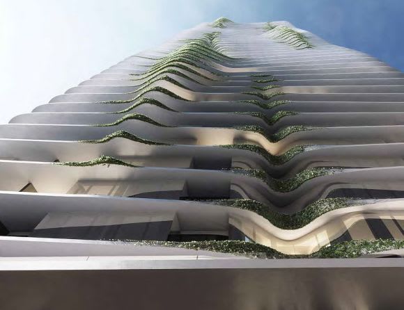 The undulating form of 627 Chapel Street. Planning image: Elenberg Fraser Street to stalk, 627 Chapel Street walks the walk!