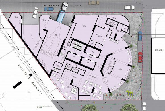 Intended ground floorplan. Image © Hayball 334-344 City Road revised in order to address planning concerns