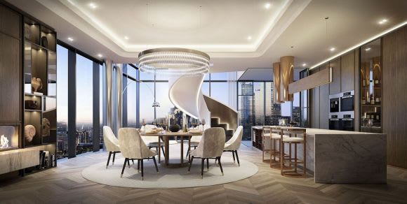 Artist's impression of a penthouse living area. Image: Altus Development Distinguishing oneself on Southbank as Monarch Tower enters the fray