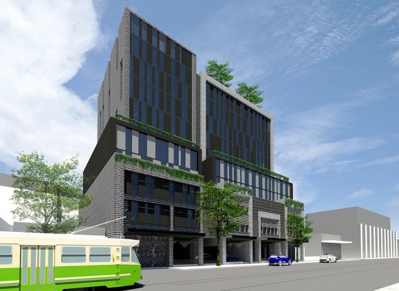 Hero perspective of the proposal. Image: Artisan Architects Office use injected into Fitzroy North's Nicholson Street