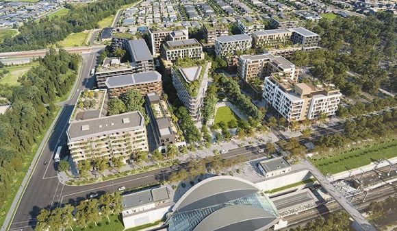 Tullawong Station and the expected apartment enclave. Image: Landcom Tallawong Station Precinct South destined for intensive urban renewal
