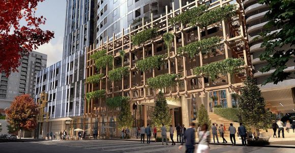 Yarra One's atrium which includes a pedestrian link to Daly Street. Image: Hickory Group Yarra One adds to Hickory Group's plump workbook