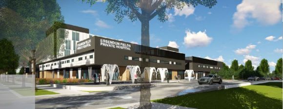Concept image of the upcoming hospital facility A new hospital underpins the surge of development within Essendon Fields