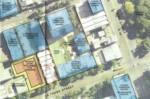 Immediate built form. Image courtesy Rothelowman Planning Application > 488-494 La Trobe Street, West Melbourne
