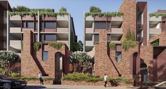 Terrace houses fronting Marriott Street. Image: SJB Toga Group takes Redfern's Surry Hills Shopping Village down the development path