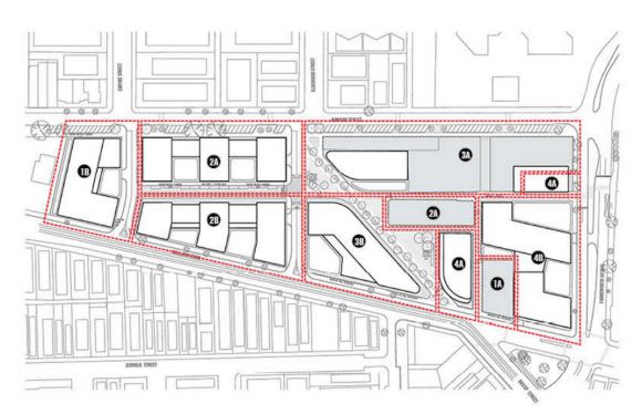 Staging for the Kinnears redevelopment. Image courtesy Elenberg Fraser R&F Properties advance plans for Kinnears Footscray redevelopment