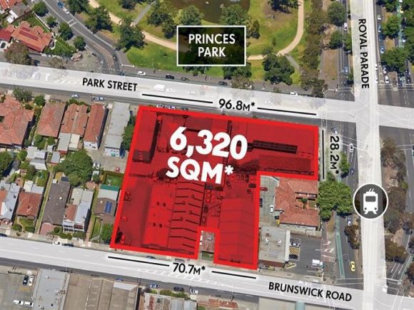 Site overview. Image: Colliers Moreland poised to reject JWLand's Brunswick apartment proposal; VCAT awaits
