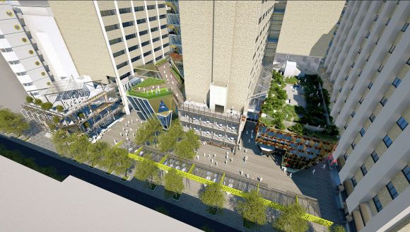 Something approaching the final outcome. Image courtesy RMIT Work begins on RMIT's New Academic Street Project