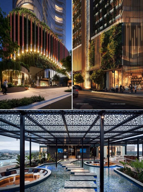 Waterfall, Oxley + Stirling and The Standard in clockwise formation. Images: Aria Property Group Aria Property Group extends its style-driven portfolio to Brisbane's West End
