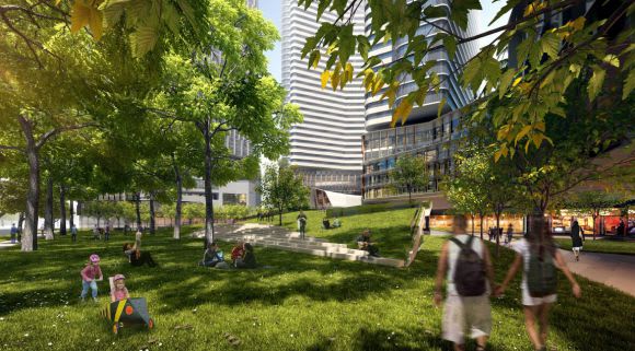 The urban park as envisaged from Kavanagh Street. Image courtesy Cox Architecture Southbank set to gain a new park