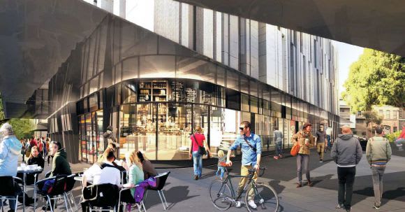 Elizabeth Street looking down an internal laneway. Image courtesy SJB Oh what a feeling: 611-681 Elizabeth Street, Melbourne