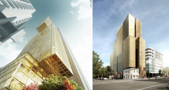 97 Franklin Street's defunct design and the new 599-605 Swanston Street. Images: Hassell & Hayball Inter-war and student to the core: another whopping student accommodation project unveiled
