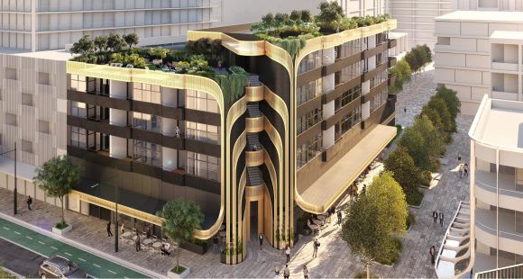 Building A on display. Planning image: Silvester Fuller Crown Group's design full house for Sydney's Waterloo