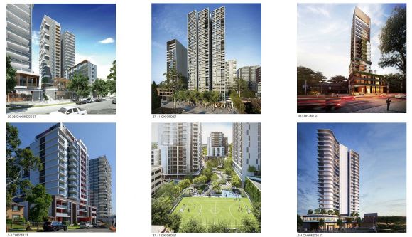 Towers intended for the sites immediately surrounding 16-18 Cambridge Street. Image: Nettleton Tribe Augusta Properties drives another residential tower into Epping