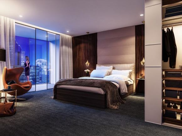 Artist's impression of a typical hotel suite. Image: Savills Cbus Property seeks to sell part of 447 Collins Street