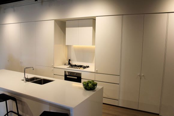 A typical kitchen within the development Hands on at Pace's 181 Fitzroy Street display suite