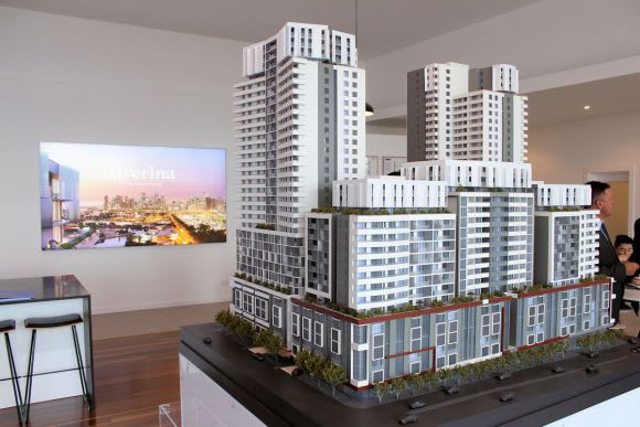 Riverina's display suite model up close Footscray's Riverina Apartments powers ahead