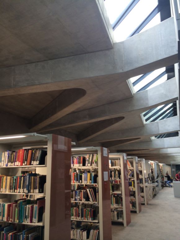 Library with expressed ‘wishbone’ concrete beams Red + Black Review: Melbourne School of Design