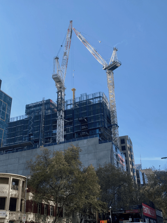 Construction update of Melbourne Grand as of late June, 2019. Image via Centralequity.com Melbourne Grand construction update