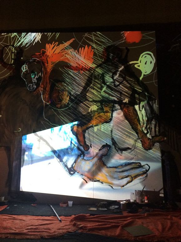 Draw / Delay saw traditional drawing artwork colide with multimedia to create a performance piece White Night 2015