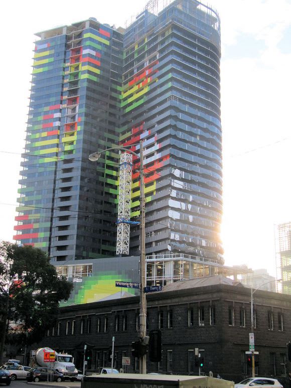 The site in question with its contemporary to the rear City of Melbourne grapples with CEL's 156-172 Victoria Street