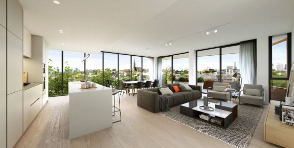 Apartment interior. © Riverside Group Palmer St - The final stage of Jaques Richmond