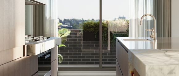 Island House apartment kitchen. Image supplied. Introducing Island House: Customisable bespoke apartments in a sought after East Melbourne locale