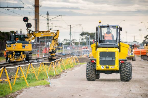 Prep work at Kororoit Creek Road, image - LXRA Level Crossing Removals steaming through Spring school holidays