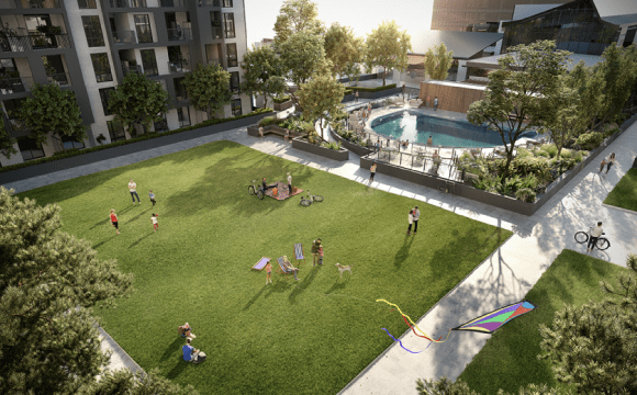 Rendering of the resident's park and swimming pool. Image by m-city.com.au How living in a mixed use precinct can benefit you