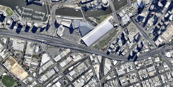 Westgate Freeway aerial. Image courtesy of Nearmap. Taking a cue from Toronto to create the Southbank M1 Undercroft