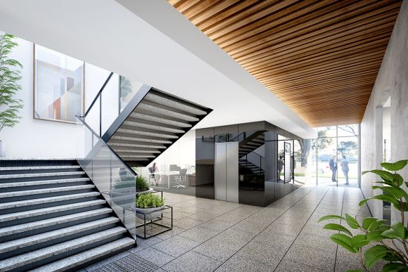 Interior render of 7 Ormond lobby. Image: Supplied MAB attracts medical professionals to its University Hill development