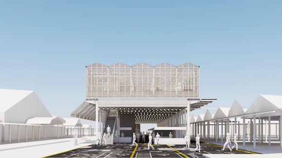 The Market Garden Pavilion adopts a prefabricated and standardised construction system enabling speedy and efficient construction. Image : Breathe Architecture QVM's Market Garden Pavilion reduced to half its original size