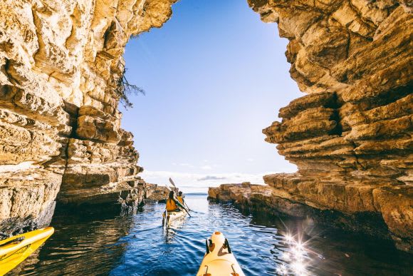 Hobart caves. Credit: Matt Glasonbury via Hobart Tours Hobart Airport to embark on three-stage expansion project under direction of Woods Bagot