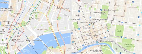 New York's subway & Melbourne's tram networks side-by-side. Source: Google Maps Melbhattan: How Melbourne’s tram network could be its version of New York’s subway network