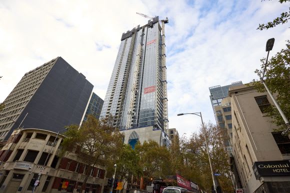Image supplied. Another Multiplex milestone: Central Equity's Melbourne Grand tops out at 58-storeys