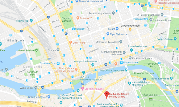 Location of Melbourne Square, south of the river at corner Power and Kavanagh Street. Image by Google Maps. MELBOURNE SQUARE location
