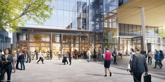 Melbourne Square, the central space of MQ will sit just off Collins Street. Image : Lendlease The current state of play at Lendlease's Melbourne Quarter