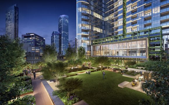 Melbourne Quarter's Neighbourhood Park. Source: Lendlease The grass can be greener on the cityside