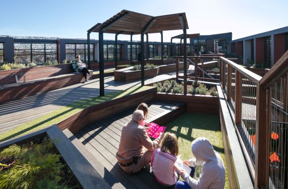 The North Fitzroy Library and Community Hub’s lush rooftop garden. Image: Tom Hutton Road to the Victorian Architecture Awards 2018: GroupGSA's North Fitzroy Library and Community Hub