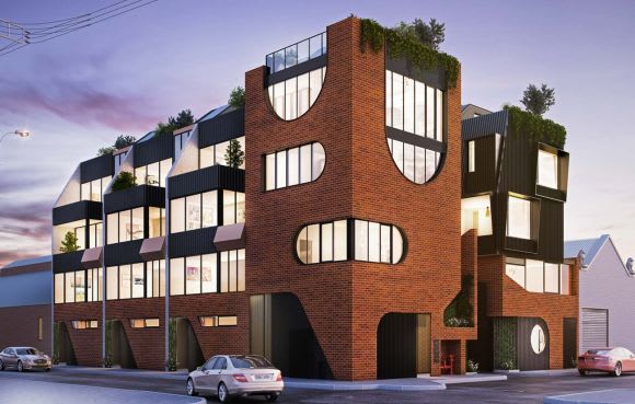 No. 108's materials reference its local context. Image courtesy FOURSQ Creating a new typology: No. 108 Fitzroy