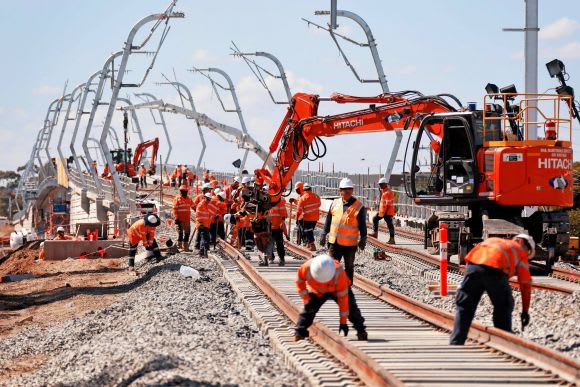 Connecting track to the new elevated sections in Noble Park - image © LXRA Noble Park's new station inching closer to opening