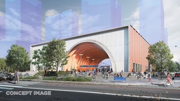 Concept image of North Melbourne Station. Image: Metro Tunnel Leveson Place draws on North Melbourne's industrial character