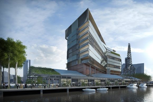 2013 permitted office scheme designed by COX. Image : COX Architecture Third time lucky for Riverlee's 731-739 Flinders Street development