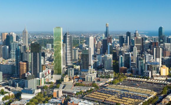 Staking its place. image courtesy victoria-one.com.au Victoria One - First of the 'CBD four' begins construction