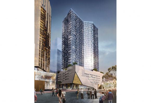 Perth Hub residential tower. Credit: Far East Consortium Far East Consortium's ‘Perth Hub’ proves popular with buyers who want to live next to Perth Arena