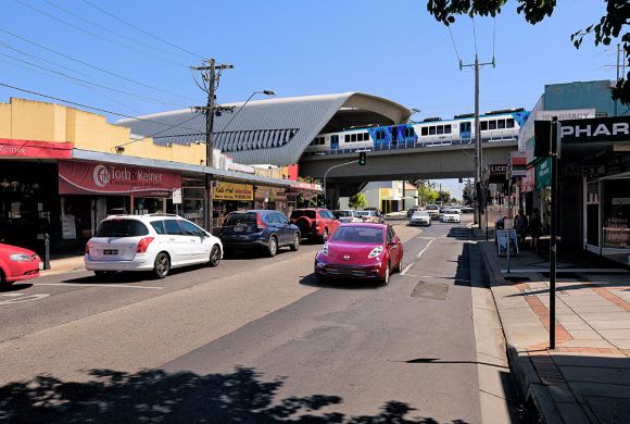 Poath Road and Hughesdale Station. Image courtesy of www.levelcrossings.vic.gov.au It's elevated rail for the Dandenong corridor level crossing removals
